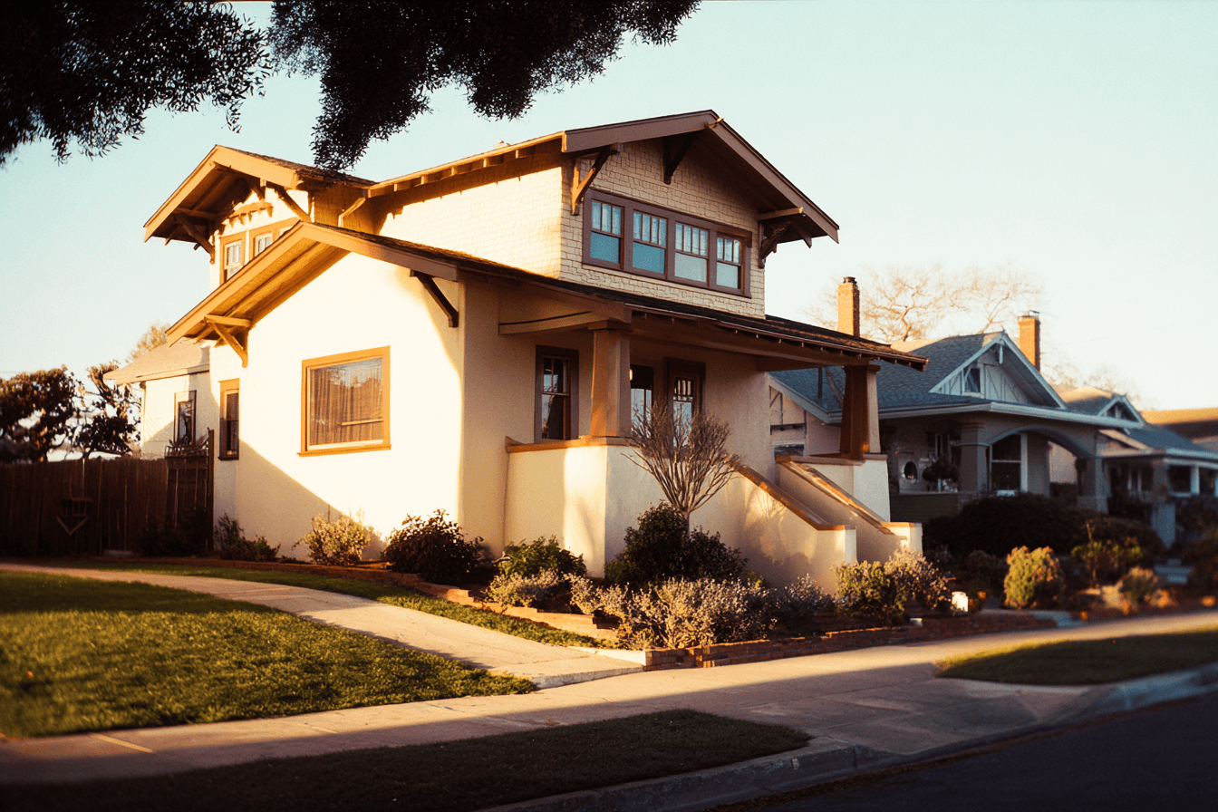 Warm front porch at golden hour
